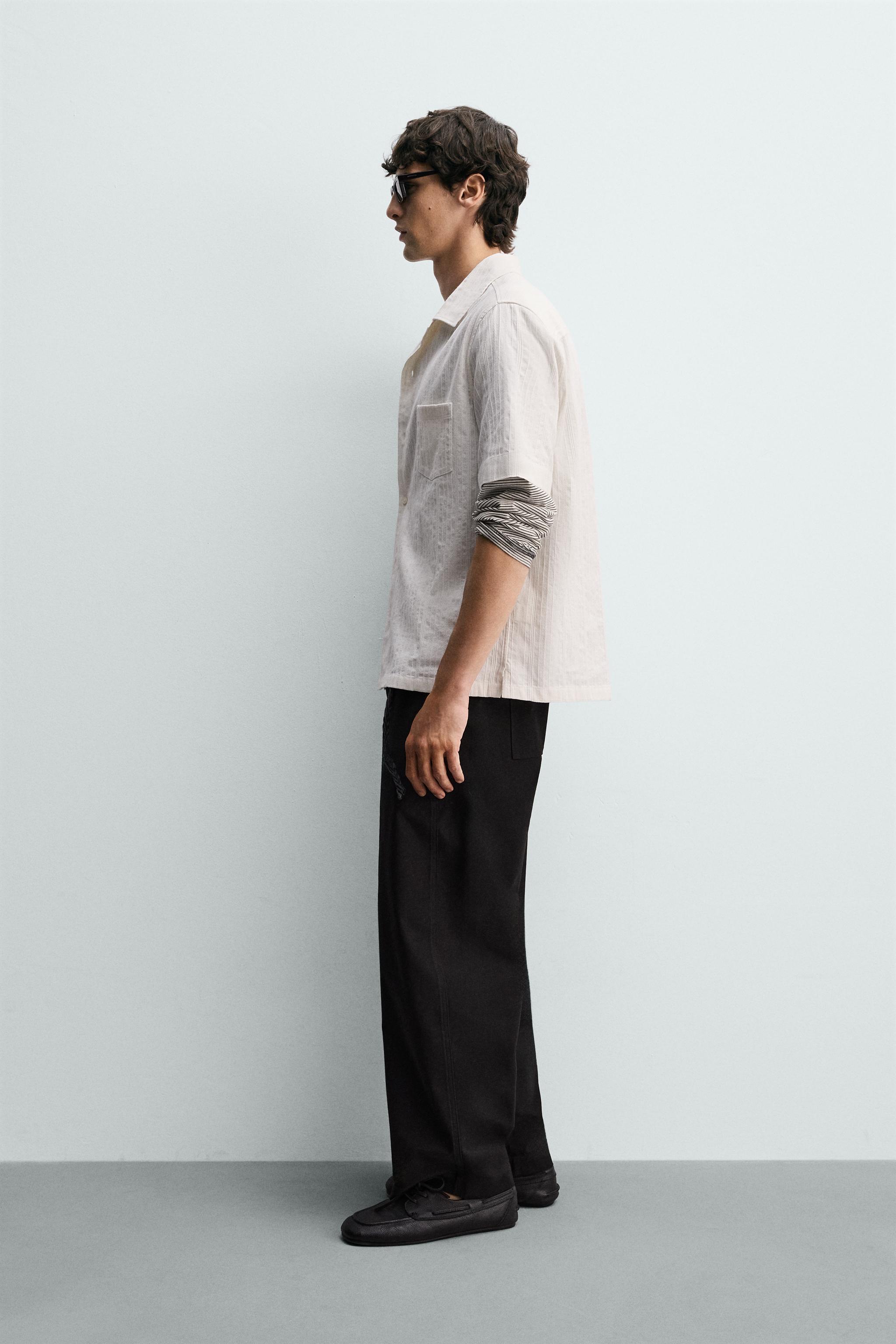 RELAXED FIT STRIPED JACQUARD SHIRT